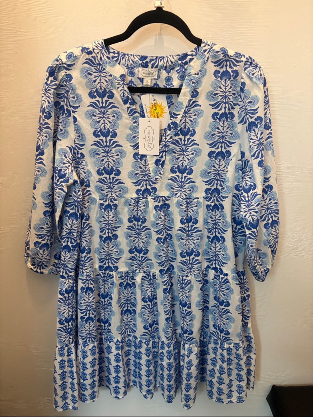 Mud Pie Blue & White Floral Mini Dress